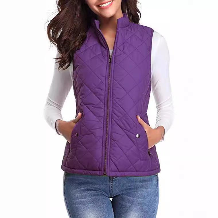 Quilted Stand Collar Cotton Vest
