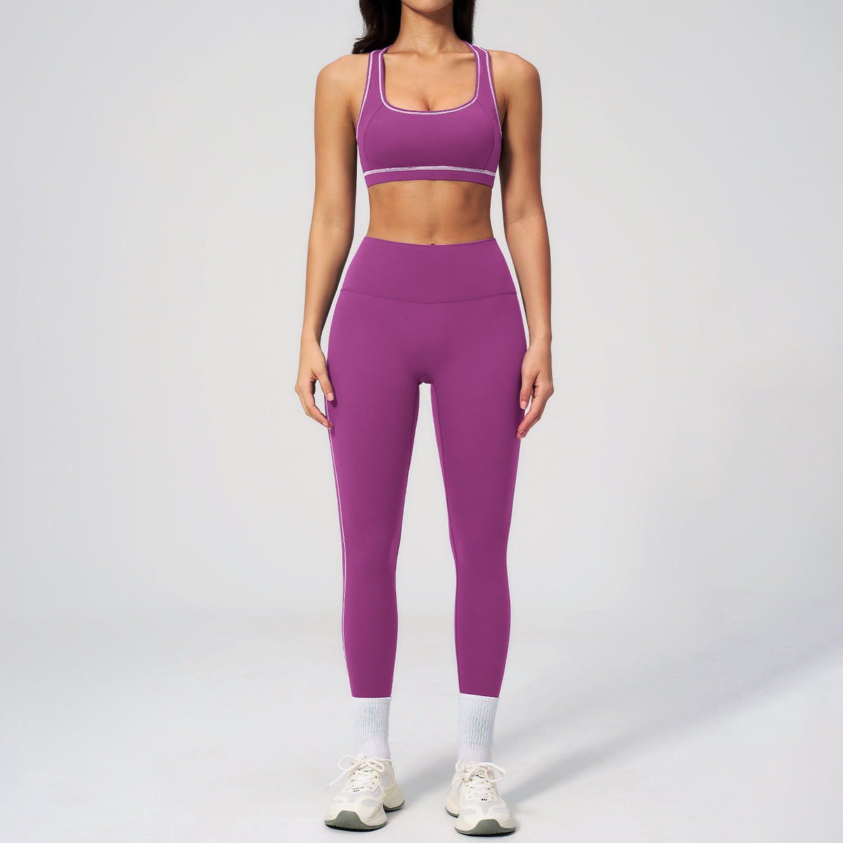 Womens Brushed Yoga Suit Set with Zipper
