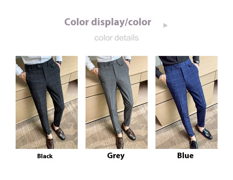 Korean Style British Classic Checkered Elegant Slim Fit Men&
