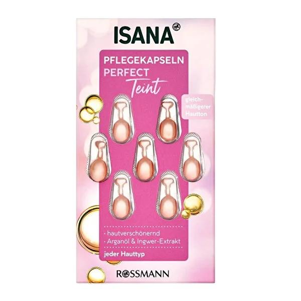 Isana Face Serum Perfect Teint - 7 Capsules, Argan Oil &amp; Ginger Extract for All Skin Types