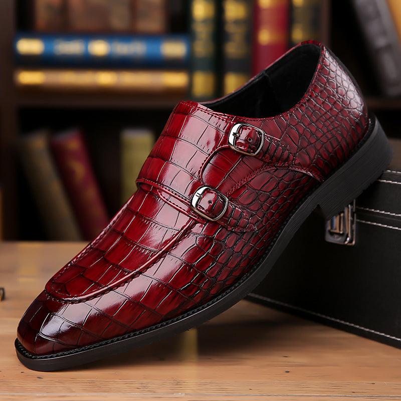 Mens Business Leather Shoes with Metal Buckle