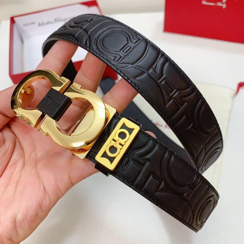 Salvatore Ferragamo Gancini Belt - Luxury Italian Leather (Black)