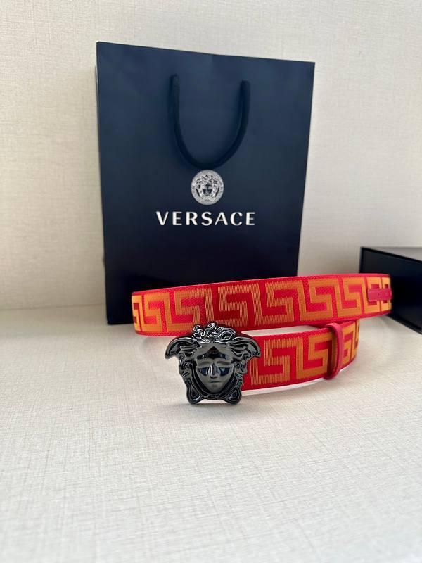 VERSACE La Medusa La Greca Belt In Red