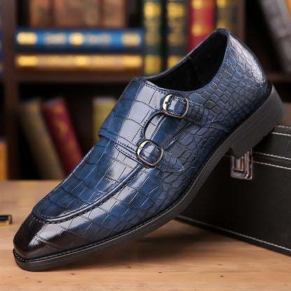 Mens Business Leather Shoes with Metal Buckle