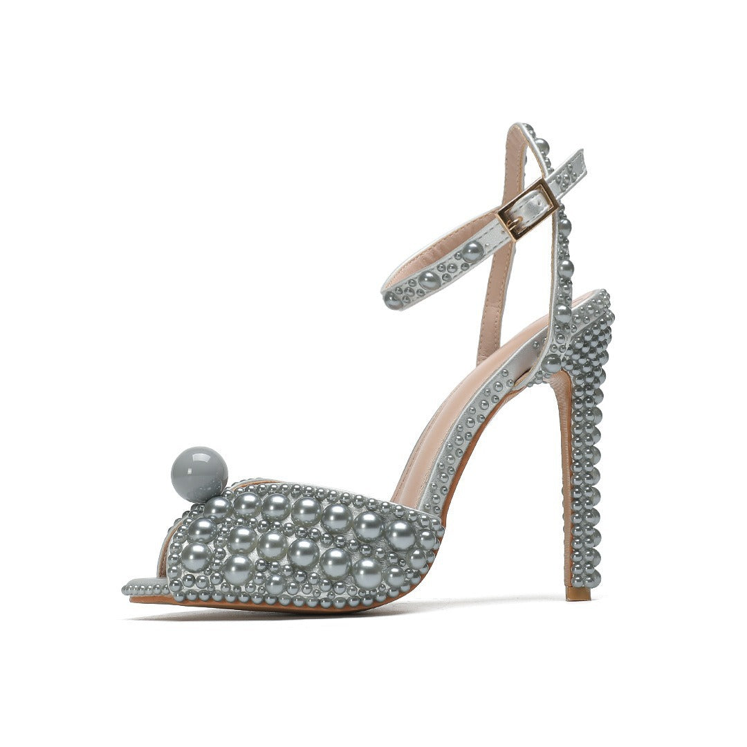 Rhinestone Pearl Womens Wedding High Heels