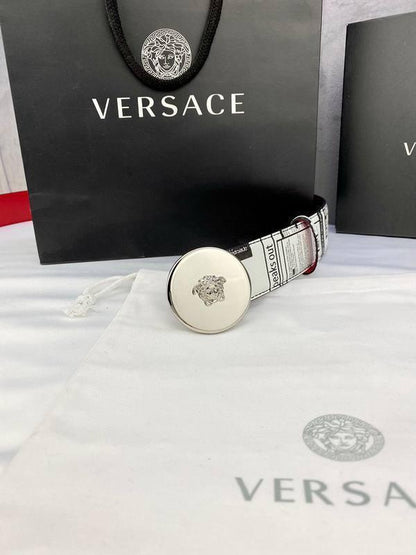 Versace MEDUSA BIGGIE ENAMEL LEATHER BELT