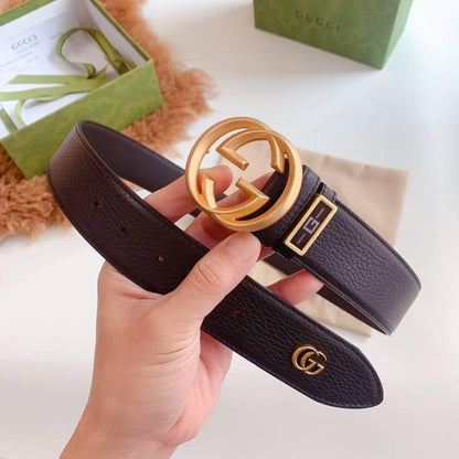 GUCCI Embellished coated-canvas and leather belt &