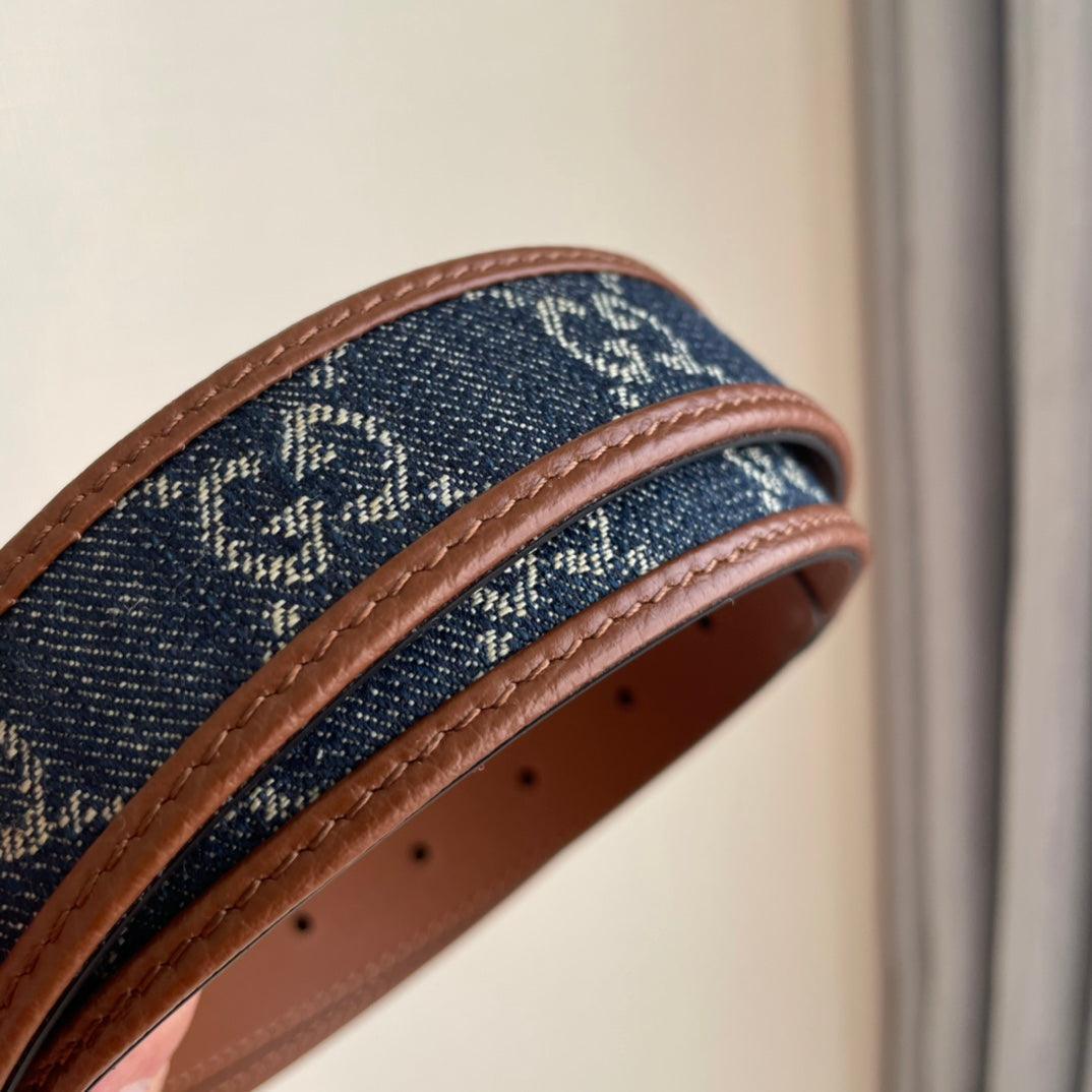 GUCCI Embellished coated-canvas and leather belt &