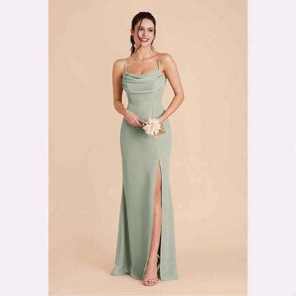 Convertible Off-Shoulder Long Evening Gown with Slit