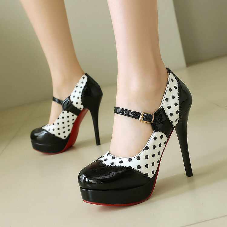 French Polka Dot Red Sole Women High Heels