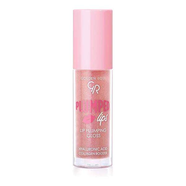 Golden Rose Lip Plumping Gloss - Hydrating, Plumping Effect with Hyaluronic Acid &amp; Ginger Oil