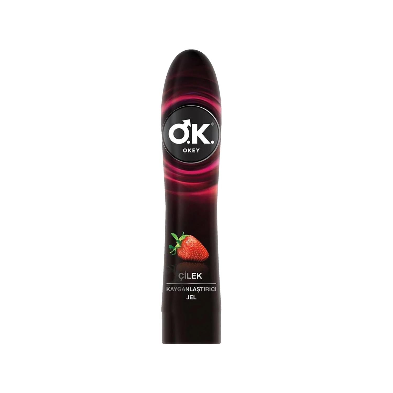 Okey Strawberry Flavored Lubricating Gel - 100ml Intimate Lubricant for Adults, Enhances Comfort &amp; Experience