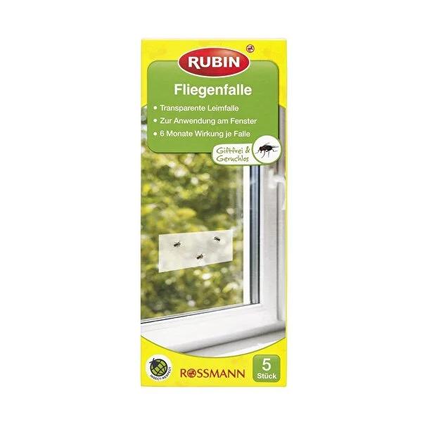 Rubin Adhesive Fly Traps - Non-Toxic Window Fly Traps for Home, Odorless &amp; Long-Lasting (5-Pack)