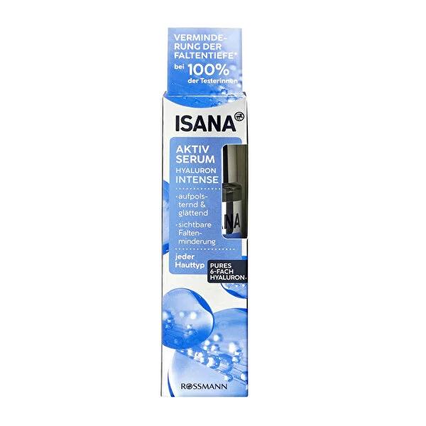 Isana Hyaluronic Acid Intense Facial Serum: Triple Action Hydration, Anti-Aging &amp; Wrinkle Reduction - Vegan Skincare for Enhanced Skin Elasticity