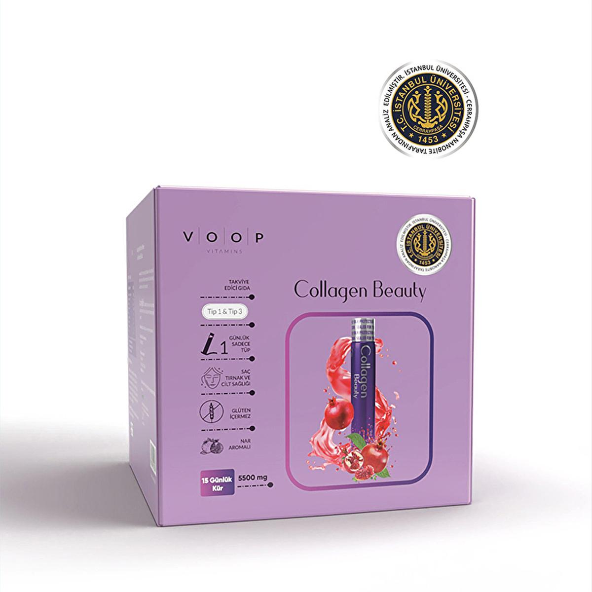 Voop Kolajen: Liquid Collagen Supplement for Radiant Skin, Strong Hair &amp; Nails - Enhanced with Hyaluronic Acid, Vitamin C, Zinc, CoQ10 &amp; Biotin