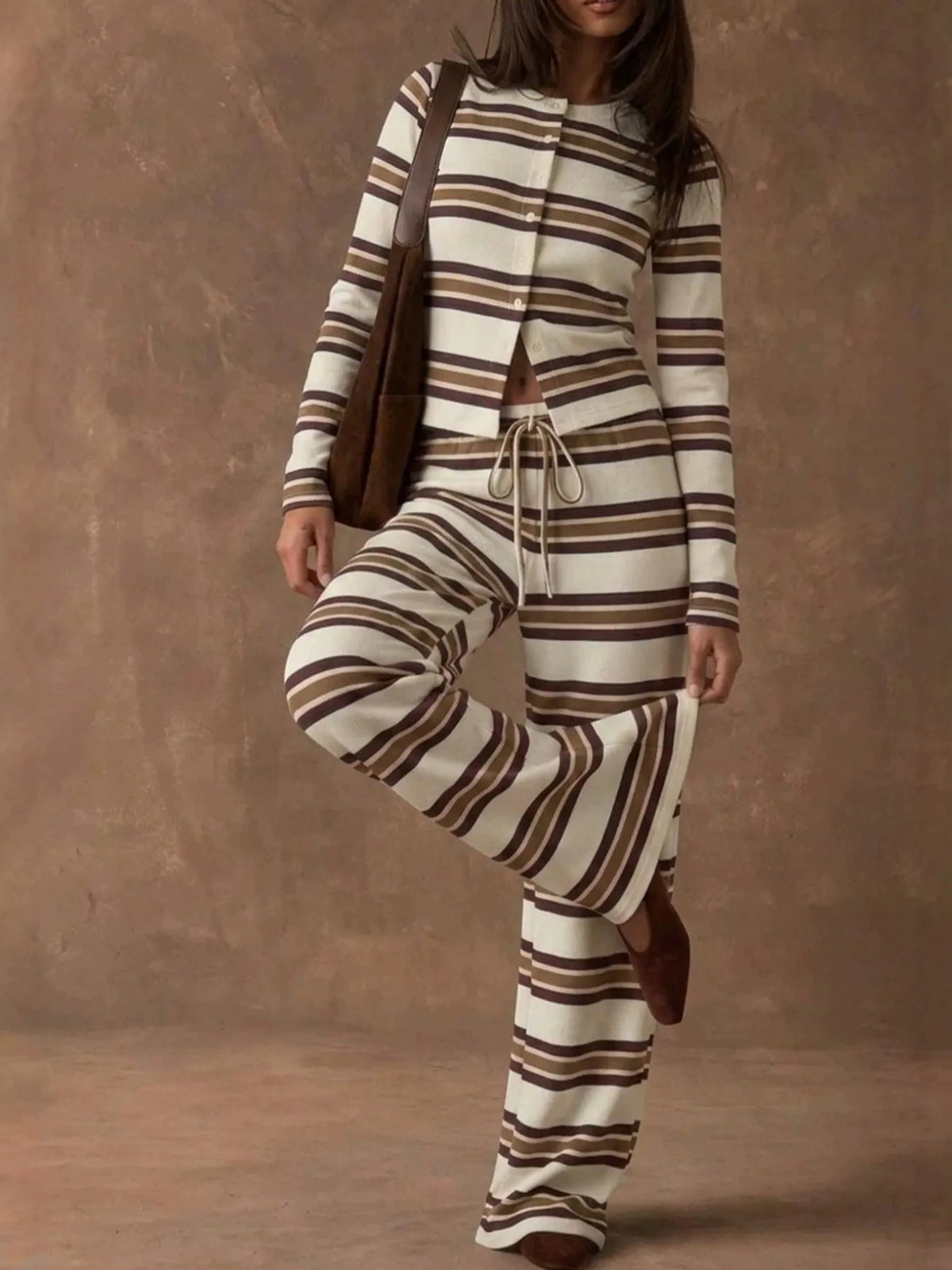 Retro Striped Pajama Set for Women