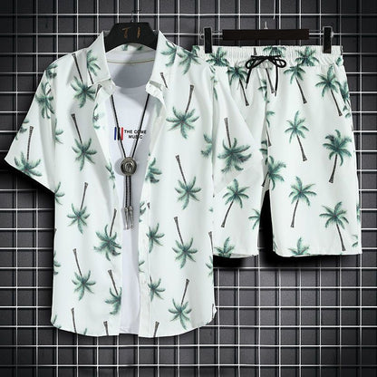 Mens Quick Dry Floral Shirt and Shorts Set