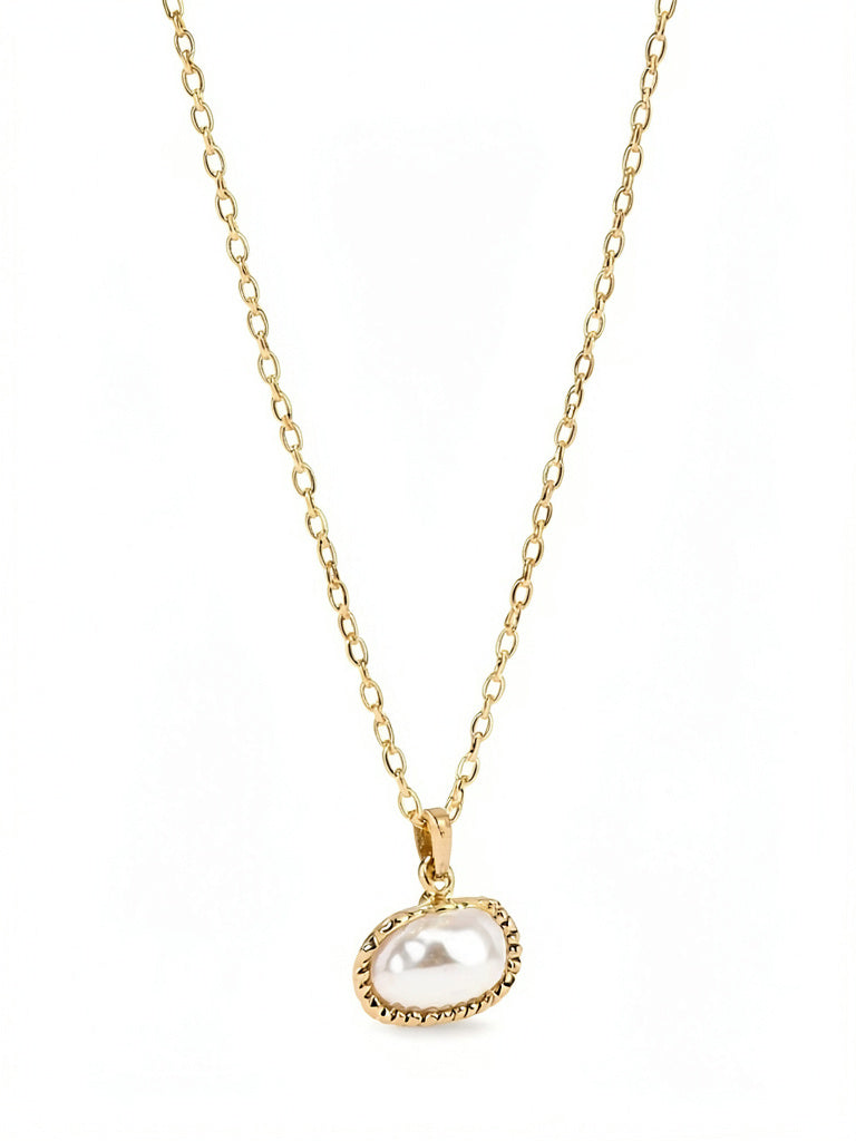 Aqua Shell &amp; Cultured Freshwater Pearl Pendant Necklace