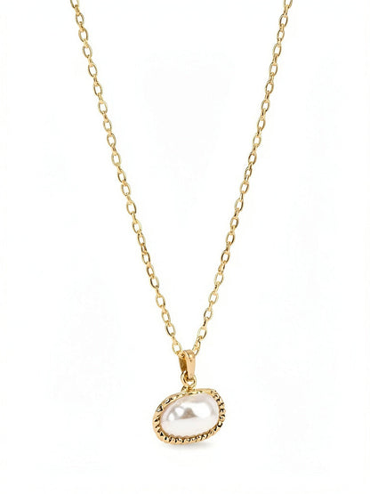 Aqua Shell &amp; Cultured Freshwater Pearl Pendant Necklace