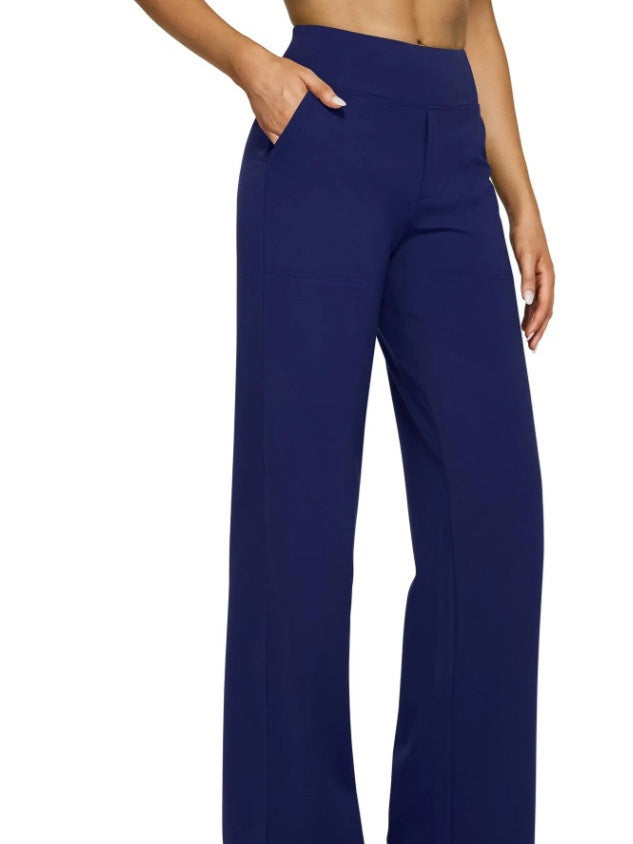 Casual High-Waisted Straight Pants Loose Pocket Yoga Pants