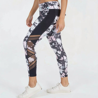 Ideology Printed Mesh-Trimmed Ankle Leggings, Size XL