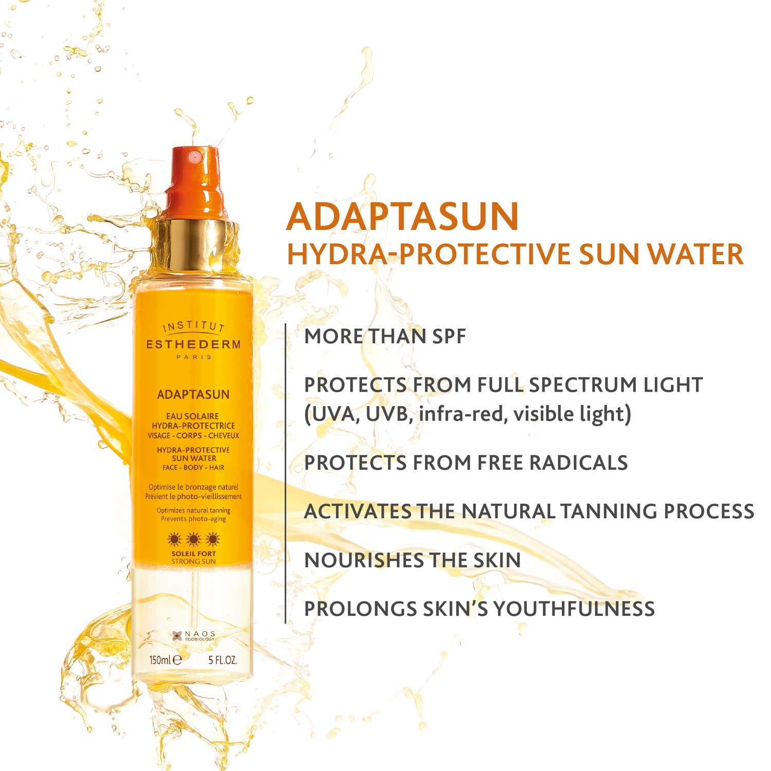 Esthederm Adaptasun Hydra-Protective Sun Water - 5.07 fl oz Sunscreen for Face, Body &amp; Hair