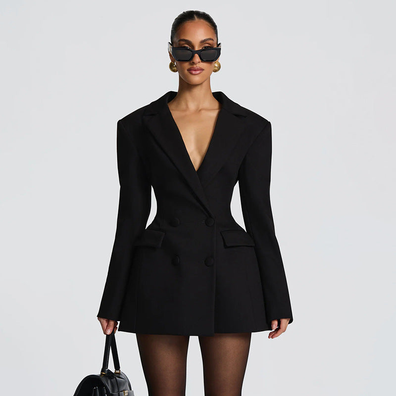 Womens Elegant Lapel Slim Fit Dress