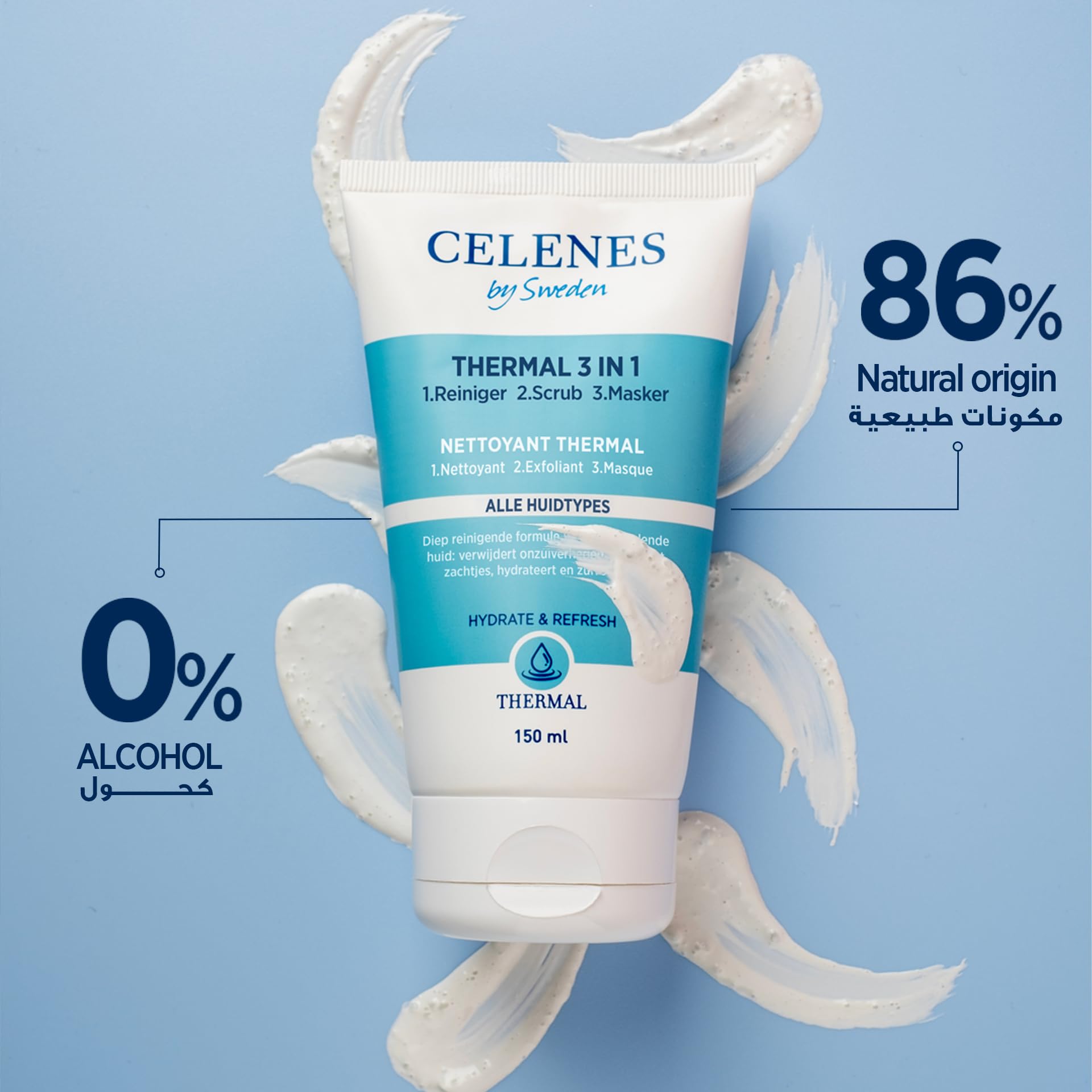 Celenes Thermal 3 in 1 Cleansing Peeling Mask 150ml - Hydrating &amp; Refreshing