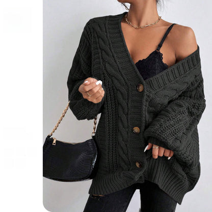 Womens Retro V-Neck Knit Cardigan