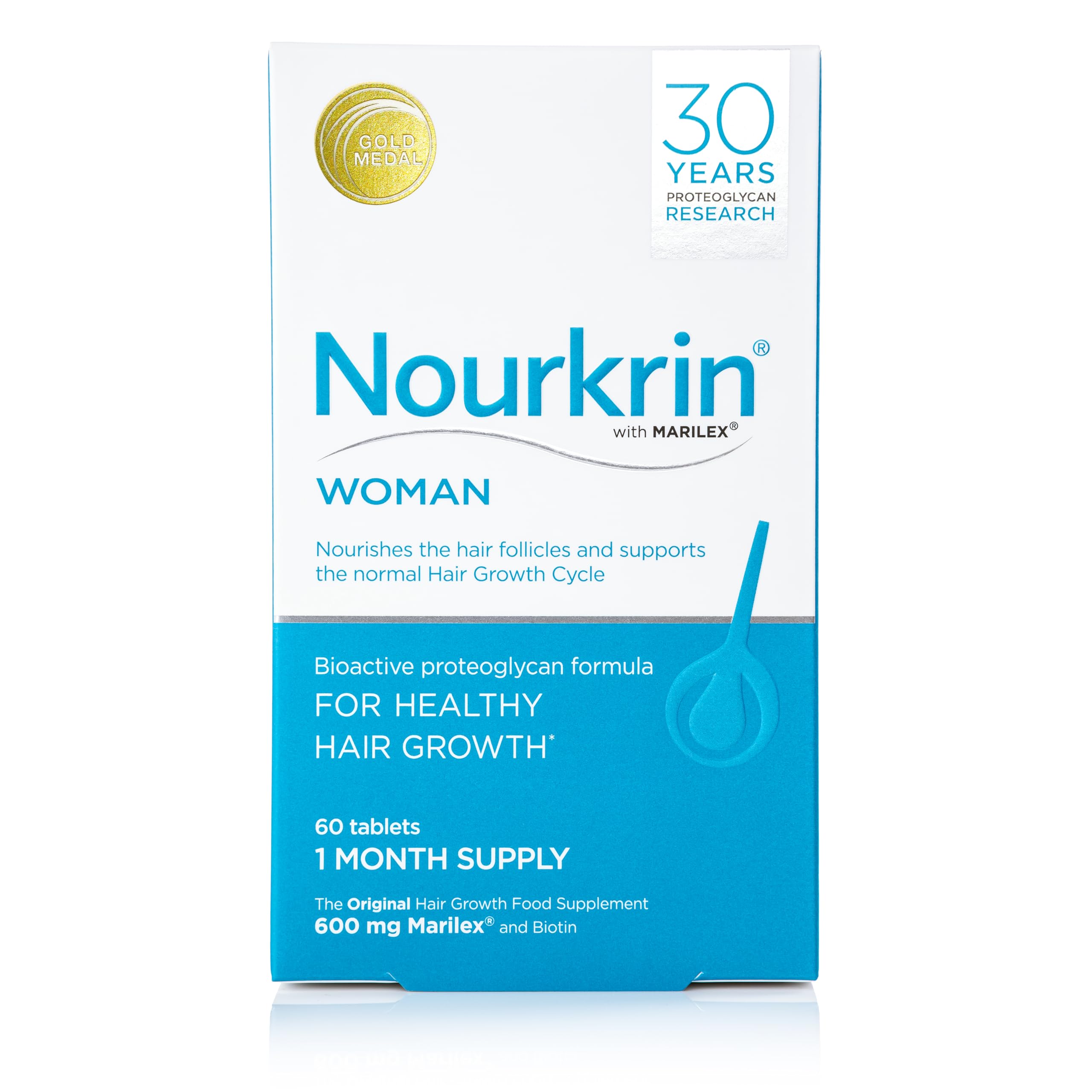 Nourkrin Man Hair Loss Supplement for Men - Supports Hair Health &amp; Growth with Marilex-M, Biotin &amp; Silica - 60 Tablets