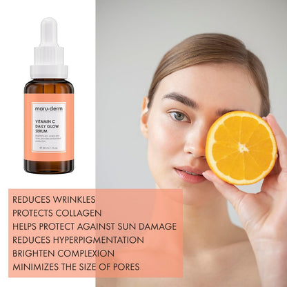 Maruderm Vitamin C and Peptide Serum: Brighten, Hydrate &amp; Rejuvenate - Paraben &amp; Fragrance Free, Anti-Aging Skin Brightening Treatment