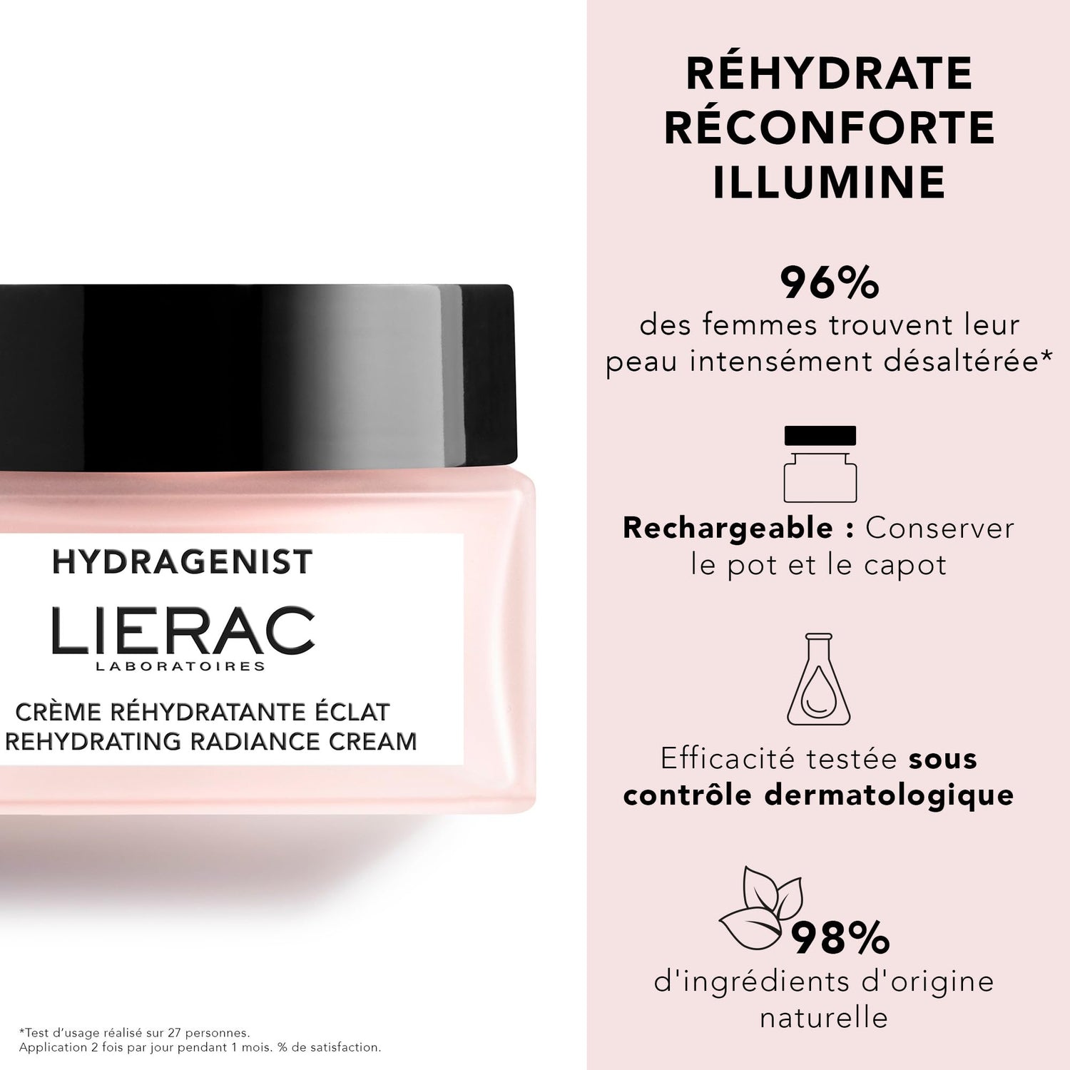 Lierac Hydragenist Moisturizing Cream for Dry Skin - 50ml, Natural Ingredients, Radiant &amp; Hydrated Skin