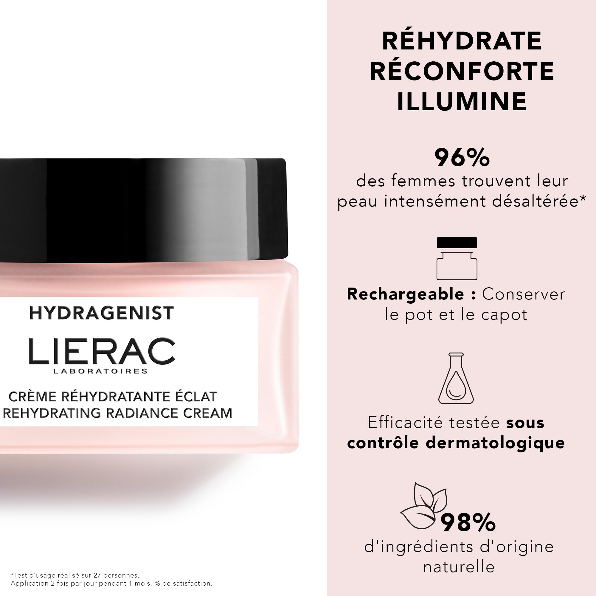 Lierac Hydragenist Moisturizing Cream for Dry Skin - 50ml, Natural Ingredients, Radiant &amp; Hydrated Skin