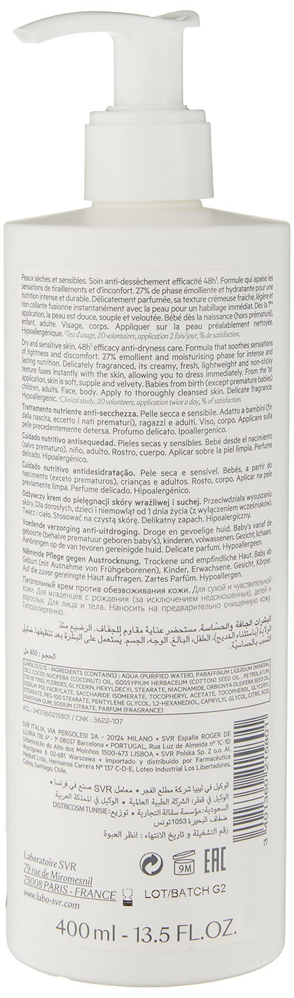 SVR Topialyse Moisturizing Cream - 400ml - Hydrating Cream for Dry Skin Relief, Non-Greasy Moisturizer