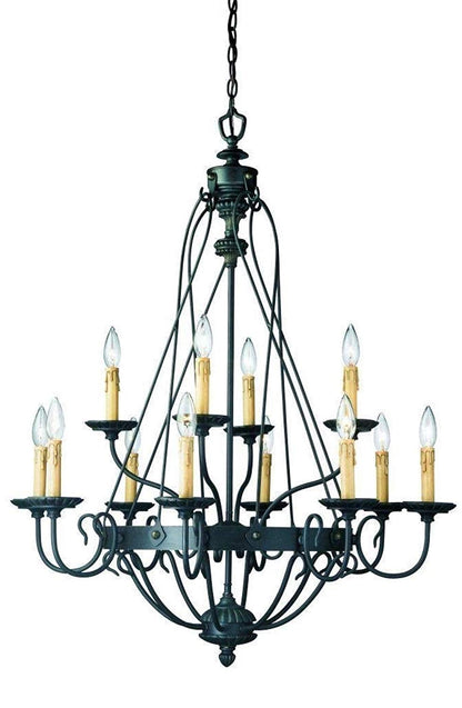 Hampton Bay Glasgow 12-Light Burnt Sienna Hanging Chandelier 12112–029