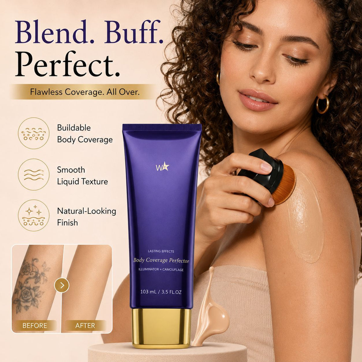 Body tattoo concealer makeup remover gel