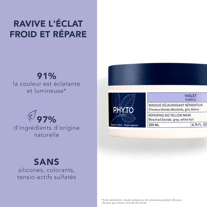 Phyto Purple Hair Mask - Neutralize Brassy Tones, Natural Care for Blonde, Grey, White Hair