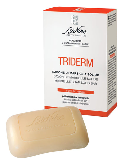 BioNike Triderm Marseille Soap Bar - Gentle &amp; Moisturizing Solid Cleansing Soap for Sensitive, Dry Skin - Authentic Marsilya Sabunu, 100g