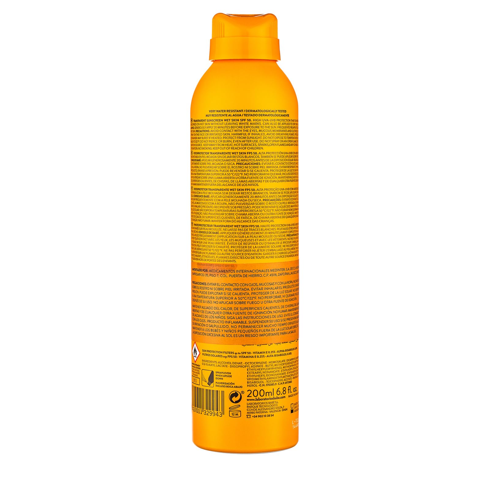 Babe Transparent Sunscreen Wet Skin SPF 50+ 200 ml