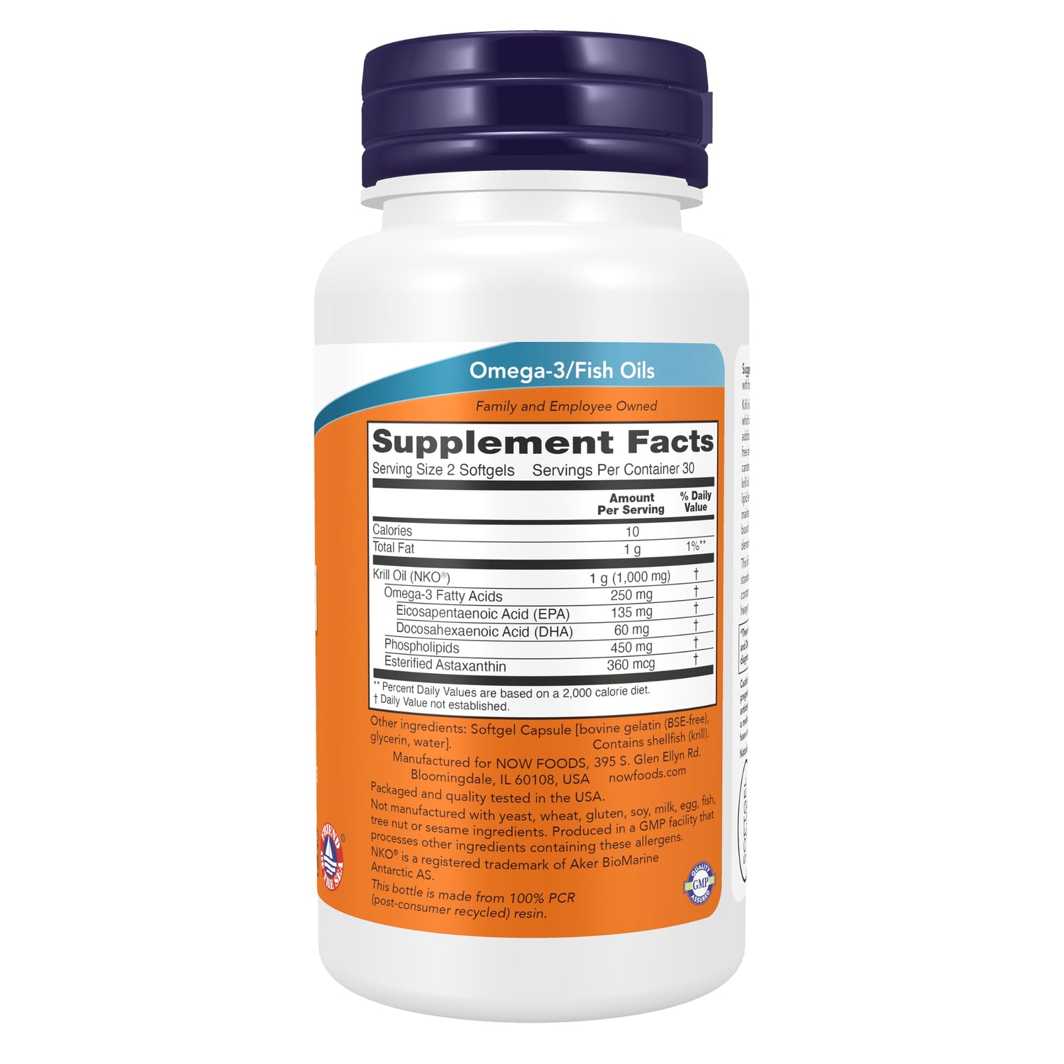 NOW Red Krill Oil 500mg Supplement - Omega-3 EPA &amp; DHA Dietary - 30 Capsules