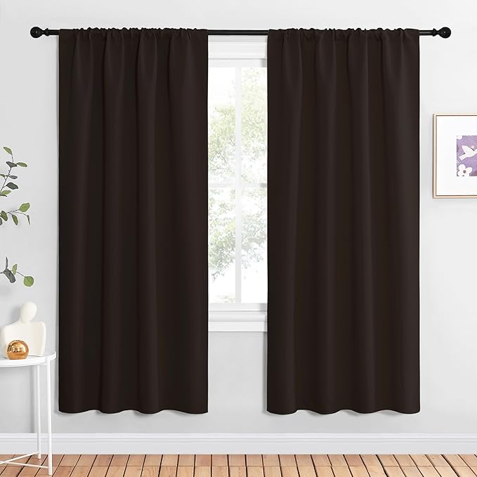 NiceTown Blackout Rod Pocket Curtain Single Panel With Integrated Tiebacks