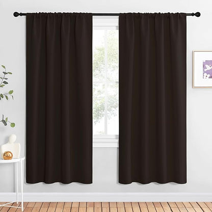 NiceTown Blackout Rod Pocket Curtain Single Panel With Integrated Tiebacks