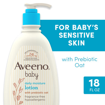 Aveeno Baby Moisturizing Lotion for Sensitive Skin - Natural Baby Skincare with Prebiotic Oat