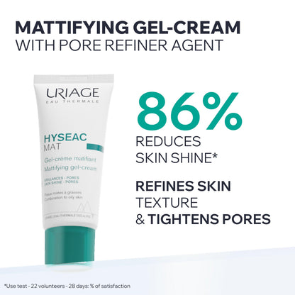 Uriage Hyseac Mat 40ml Mattifying Cream for Oily Skin - Makeup Base, Pore Minimization