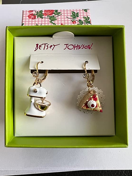 Betsey Johnson Gold Tone Stand Mixer and Pie Slice Baby Cakes Drop Earrings