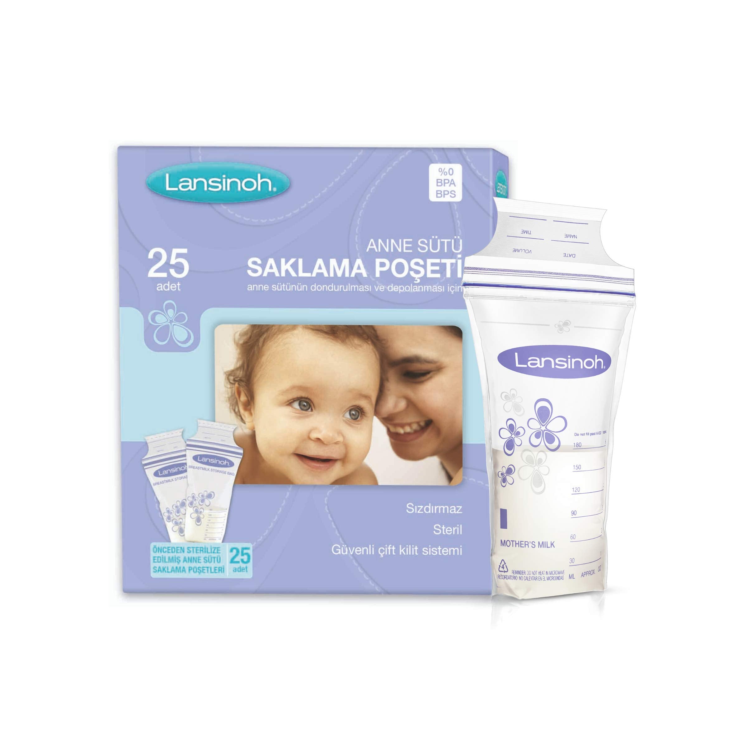 Lansinoh Breast Milk Storage Bags - BPA Free, Sterile &amp; Leak-Proof (25 Count)