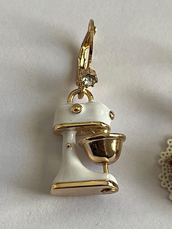 Betsey Johnson Gold Tone Stand Mixer and Pie Slice Baby Cakes Drop Earrings
