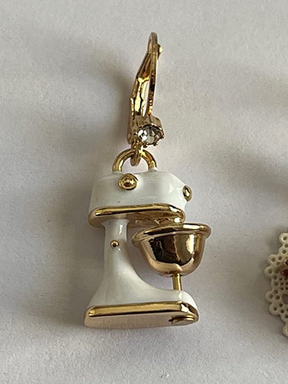 Betsey Johnson Gold Tone Stand Mixer and Pie Slice Baby Cakes Drop Earrings