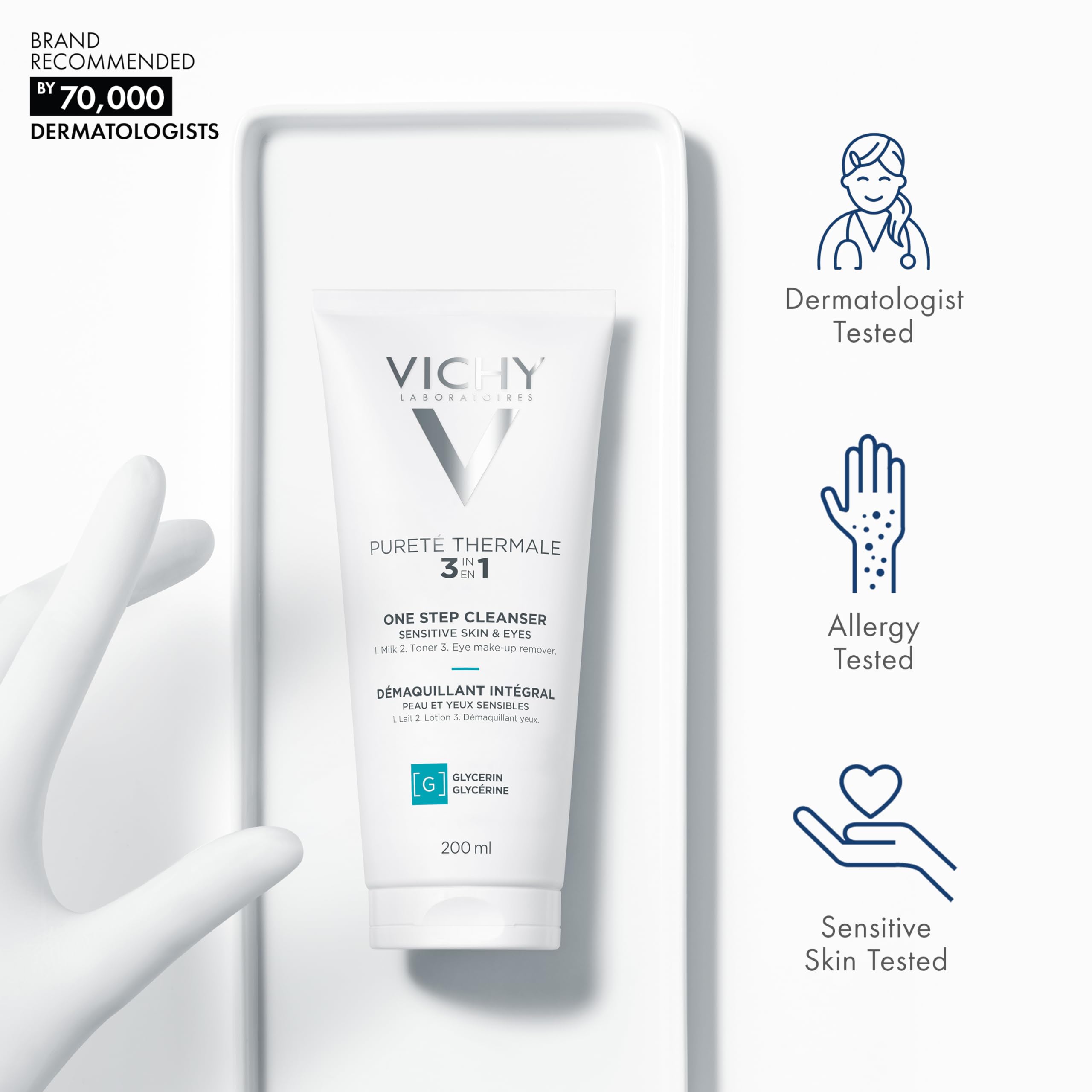 Vichy Demaquillant Integral 200ml - Gentle 3-in-1 Makeup Remover for Normal &amp; Dry Skin