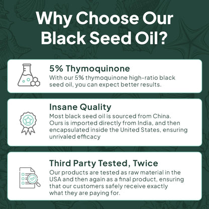 Ocean Black Seed Oil Supplement - 1000mg Çörek Otu Yağı Capsules, 60 Count (1+1 Free) - Natural Health Support